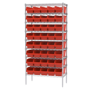 Picture of Akro-Mils AWS183630098 Shelfmax 2000 lb Adjustable Red Chrome Steel Open Fixed Shelving System (Main product image)