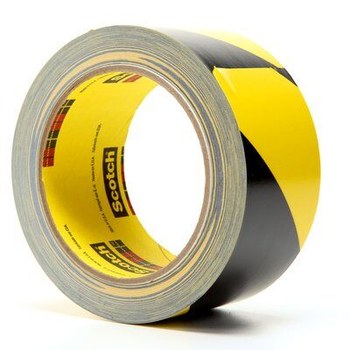 3M 5702 Black / Yellow Marking Tape - Pattern/Text = Striped - 2 in Width x 36 yd Length - 5.4 mil Thick - 04585