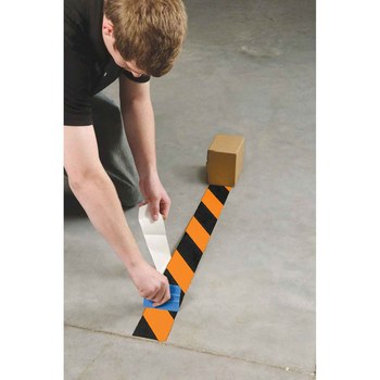 Brady ToughStripe Black / Orange Floor Marking Tape - 2 in Width x 100 ft Length - 0.008 in Thick - 84523
