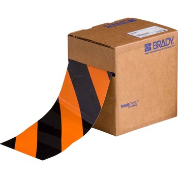Brady ToughStripe Black / Orange Floor Marking Tape - 4 in Width x 100 ft Length - 0.008 in Thick - 84525