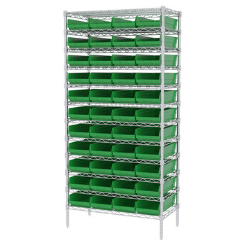 Picture of Akro-Mils AWS183630158 Shelfmax 2000 lb Adjustable Green Chrome Steel Open Fixed Shelving System (Main product image)