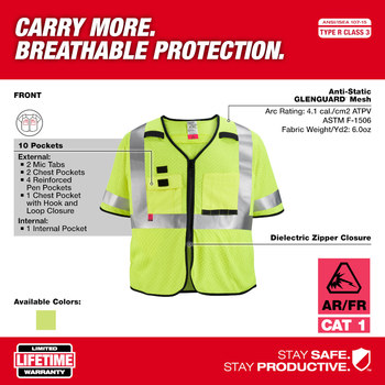 Milwaukee GLENGUARD High-Visibility Vest 48-73-5222 - Size Large/XL - Yellow - 60428
