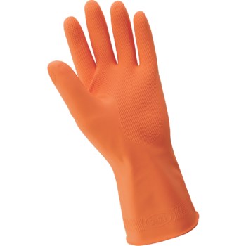 Global Glove Frogwear 180F Orange Large Unsupported Chemical-Resistant Gloves - 13 in Length - Diamond Embossed Finish - 18 mil Thick - 180F-11(LG)