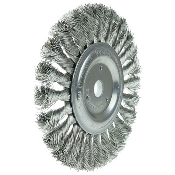 Weiler 08345 Wheel Brush - 6 in Dia - Knotted - Standard Twist Stainless Steel Bristle