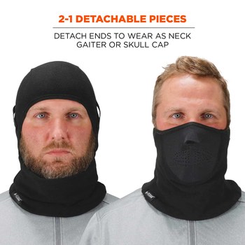 Ergodyne N-Ferno 6827 Black Neoprene/Polyester Fleece Cold Weather Balaclava Hood - Hook & Loop - 720476-16827