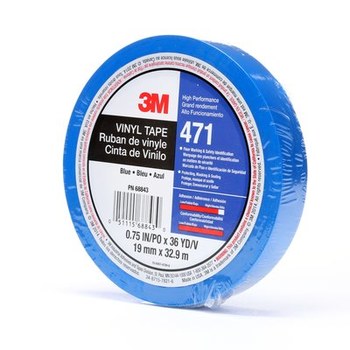 3M 471 Blue Marking Tape - 3/4 in Width x 36 yd Length - 5.2 mil Thick - 68843