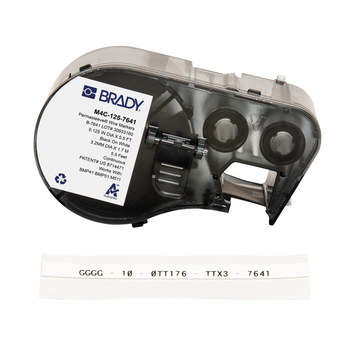 Picture of Brady PermaSleeve Black on White Polyolefin Thermal Transfer M4C-125-7641 Low Smoke Zero Halogen Heat-Shrink Label (Main product image)