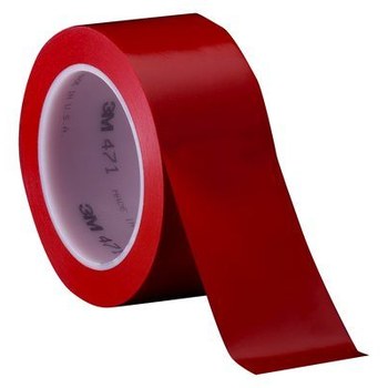 3M 471 IW Red Marking Tape - 1 in Width x 36 yd Length - 5.2 mil Thick - 56882