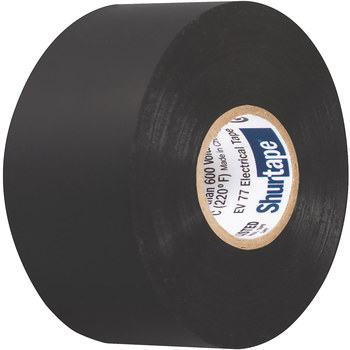 Shurtape Black Electrical Tape - 3/4 in Width x 66 ft Length - 7.0 mil Thick - SHURTAPE 104706