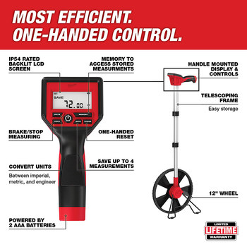 Milwaukee Red/Black Plastic, Rubber, Aluminum Digital Measuring Wheel - 12 in Diameter - 48-22-5112