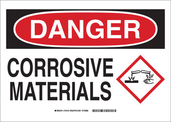 Picture of Brady B-120 Fiberglass Reinforced Polyester Rectangle White English Chemical Warning Sign part number 131817 (Main product image)