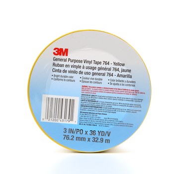 3M 764 Yellow Marking Tape - 3 in Width x 36 yd Length - 5 mil Thick - 43179