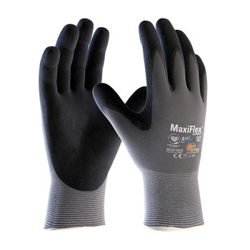PIP MaxiFlex Ultimate AD-APT 42-874 Gray/Black Medium Lycra/Nylon Work & General Purpose Gloves - ANSI A1 Cut Resistance - Nitrile Palm & Fingers Coating - 8.5 in Length - 42-874/M