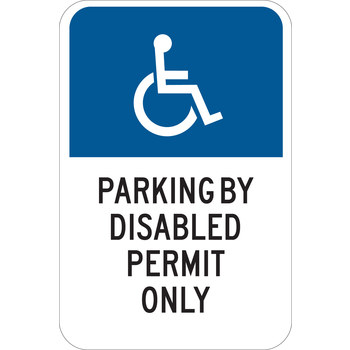 Picture of Brady B-555 Aluminum Rectangle White English Disabled Parking & Building Access Sign part number 123885 (Main product image)