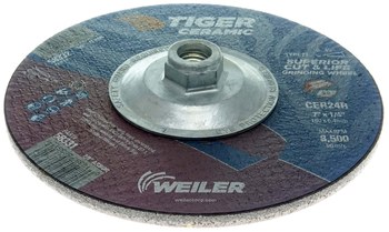 Weiler Tiger Ceramic Grinding Wheel 58332 - 7 in - Ceramic - 24 - R