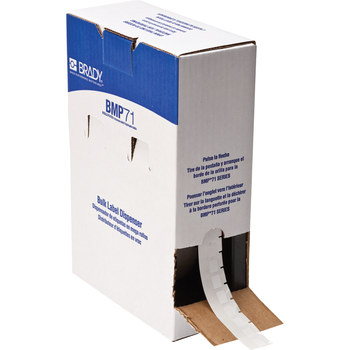 Picture of Brady Clear / White Self-Extinguishing, Self-Laminating Vinyl Thermal Transfer BM71-11-427 Die-Cut Thermal Transfer Printer Label Roll (Main product image)