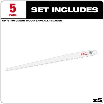 Milwaukee SAWZALL Reciprocating Saw Blade 48-00-5017 - 6 TPI - 0.75 in Width x 0.05 in Thick - Bi-Metal