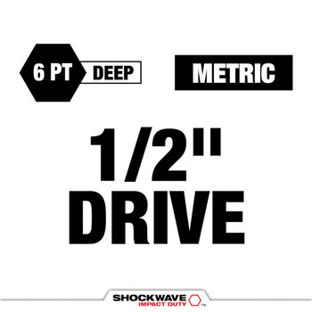 Milwaukee SHOCKWAVE Impact Duty 49-66-7032 Impact Socket Set - Forged Steel - 1/2 in 6 point Drive - Deep Length - 78412