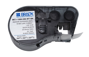 Picture of Brady White / Black Thermal Transfer MC1-1000-595-WT-BK Continuous Thermal Transfer Printer Label Cartridge (Main product image)