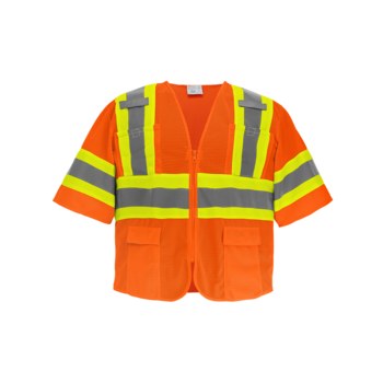 Global Glove FrogWear HV High-Visibility Surveyor's Vest GLO-0145 LG - Size Large - High-Visibility Orange & Yellow/Green