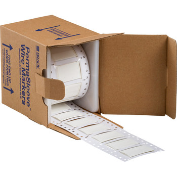 Picture of Brady Permasleeve White Heat-Shrinkable, Self-Extinguishing Polyolefin Thermal Transfer 3PS-750-2-WT-S Die-Cut Thermal Transfer Printer Sleeve (Main product image)