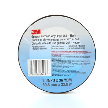 3M 764 Black Marking Tape - 2 in Width x 36 yd Length - 5 mil Thick - 43429
