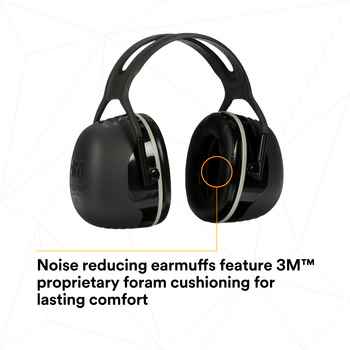 3M Peltor X Series X5A Black Over Head Foam Protective Earmuffs - 31 dB NRR