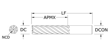 Kyocera SGS Spiral 77MS Micro Drill 74432, Carbide, 7 Flute