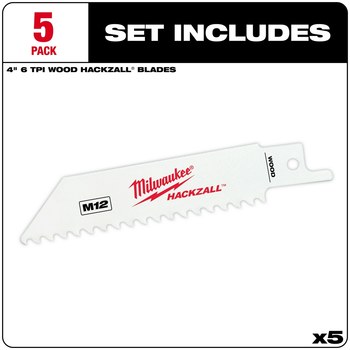 Milwaukee HACKZALL Reciprocating Saw Blade 49-00-5460 - 5 TPI - 0.75 in Width x 0.03 in Thick - Bi-Metal