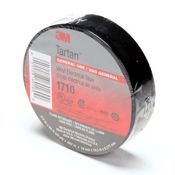 3M Tartan 1710 Vinyl Economical General Purpose Insulating Electrical Tape Pack of 10 60 Length x 3/4 Width Black 176 Degree F 