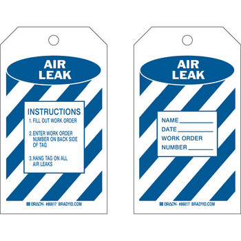 Picture of Brady Blue on White Metal Grommet, Self-Laminating, Write-On Polyester 86617 Maintenance Tag (Main product image)