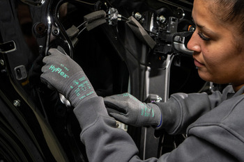 Ansell HyFlex Aerofit 11584 Grey 5 Work Gloves - Aerospace, Machinery and Equipment, Metal fabrication, Automotive, Food Processing Grade - A6 Cut Resistance - Nitrile Foam Palm & Fingers Coating - 11584050