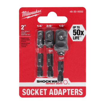 Milwaukee SHOCKWAVE Impact Hex Socket Adapter Set 48-32-5033 - 1.87 in Length - Proprietary Steel - 30252