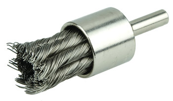 Weiler Stainless Steel Cup Brush - Unthreaded Stem Attachment - 3/4 in Diameter - 0.014 in Bristle Diameter - Cup Material: Nickle-Plated - 10387