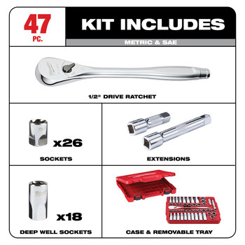 Milwaukee 48-22-9010 Socket Wrench Set - Alloy Steel - 54063