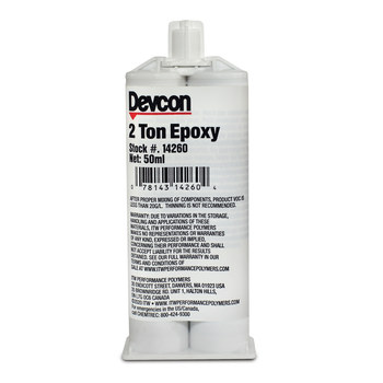 Devcon 2 Ton Clear Two-Part Epoxy Adhesive - Base & Accelerator (B/A) - 50  ml Cartridge - 14260