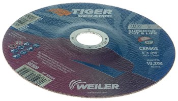 Weiler Tiger Ceramic Cutoff Wheel 58309 - Type 27 (Depressed Center) - 6 in - Ceramic - 60