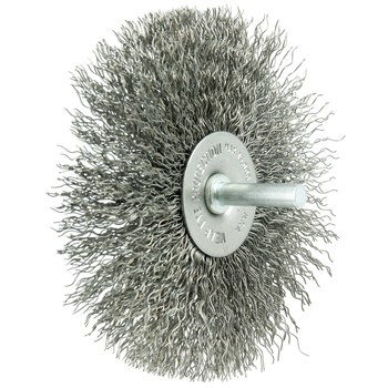 Weiler Stainless Steel Radial Bristle Brush - 4 in Outside Diameter - 0.014 in Bristle Diameter - 17982