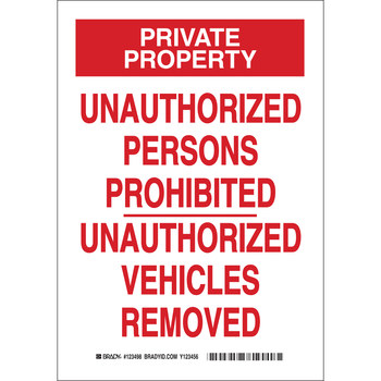Picture of Brady B-401 High Impact Polystyrene Rectangle White English Restricted Area Sign part number 123497 (Main product image)