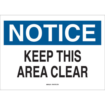 Picture of Brady B-555 Aluminum Rectangle White English Keep Clear Sign part number 41362 (Main product image)