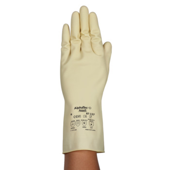 Ansell AlphaTec 87-137 10 Natural Rubber Latex Chemical-Resistant Gloves - 87137100