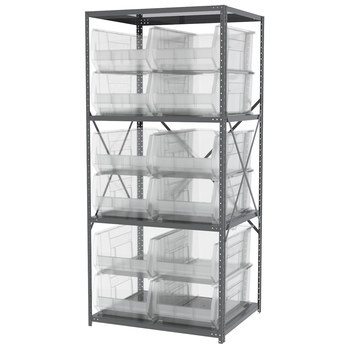 Picture of Akro-Mils AS3679293SC Akrobin 6500 lb Adjustable Clear Gray Powder Coated Steel 22 ga Open Fixed Shelving System (Main product image)