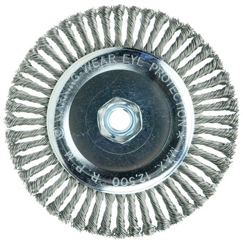 Weiler Vortec Pro 36225 Wheel Brush - 6 in Dia - Knotted - Stringer Bead Steel Bristle