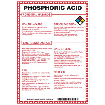 Picture of Brady B-120 Fiberglass Reinforced Polyester Rectangle White English Chemical Warning Sign part number 48886 (Main product image)