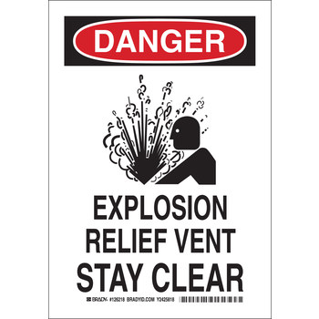 Picture of Brady B-555 Aluminum Rectangle White English Explosives Warning Sign part number 126219 (Main product image)
