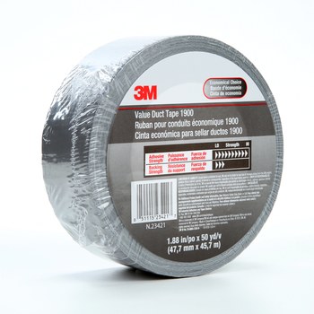 3M 1900 Silver Duct Tape - 48 mm Width x 50 yd Length - 5.8 mil Thick - 23421