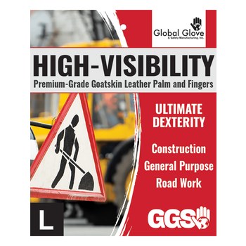 Global Glove 1100GHV HV Yellow/Green Large Goatskin Leather Work Gloves - 1100GHV LG