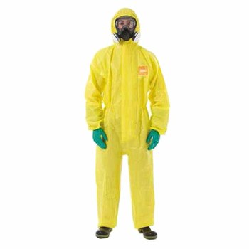 Picture of Ansell Microchem AlphaTec 68-3000 Yellow Small Reusable Chemical-Resistant Coveralls (Main product image)