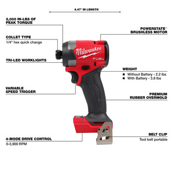 Milwaukee M18 FUEL 5 Tool Hammer Drill Combo Kit 3697 25 1 4 in