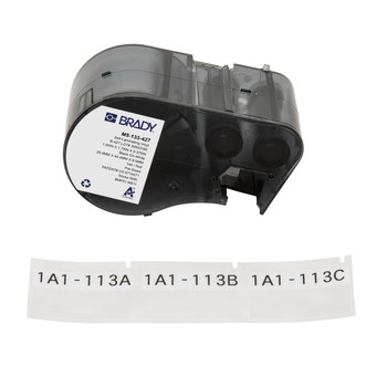 Picture of Brady Black on White, Clear Vinyl Thermal Transfer M5-133-427 Self-Laminating Wrap Around Labels (Main product image)